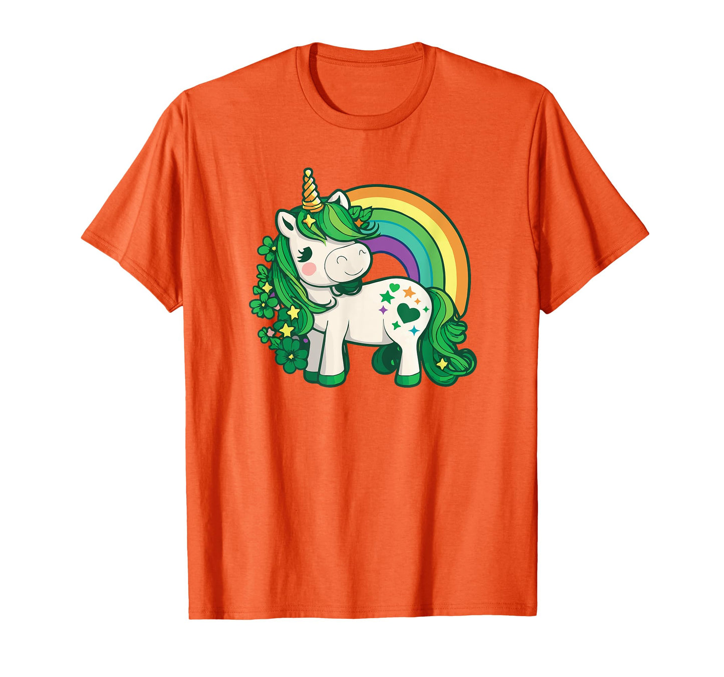 Unicorn St Patricks Day Rainbow / Green Clovers Kawaii Cute T-Shirt