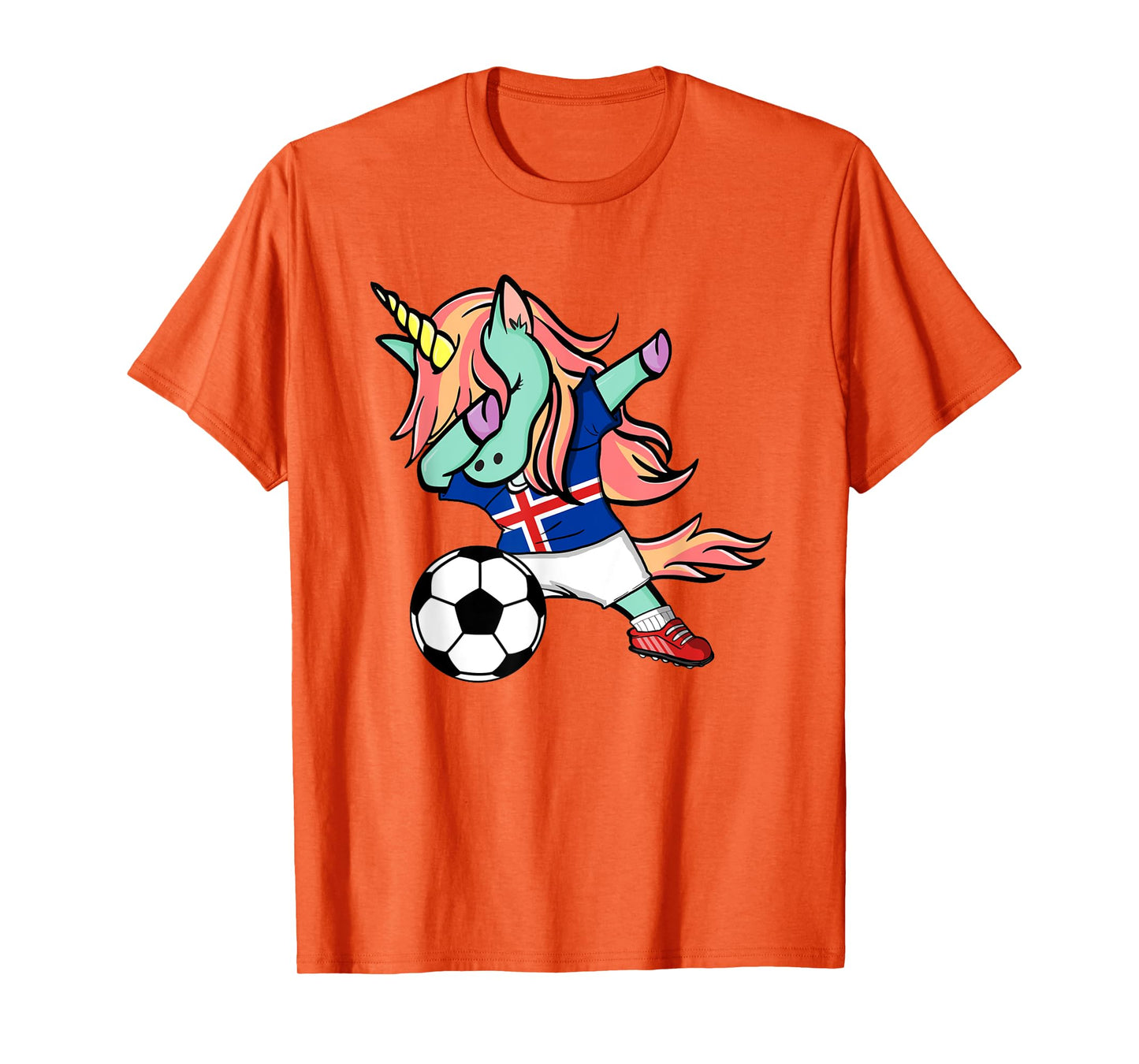 Dabbing Unicorn Soccer Iceland Jersey Icelandic Football Tee T-Shirt