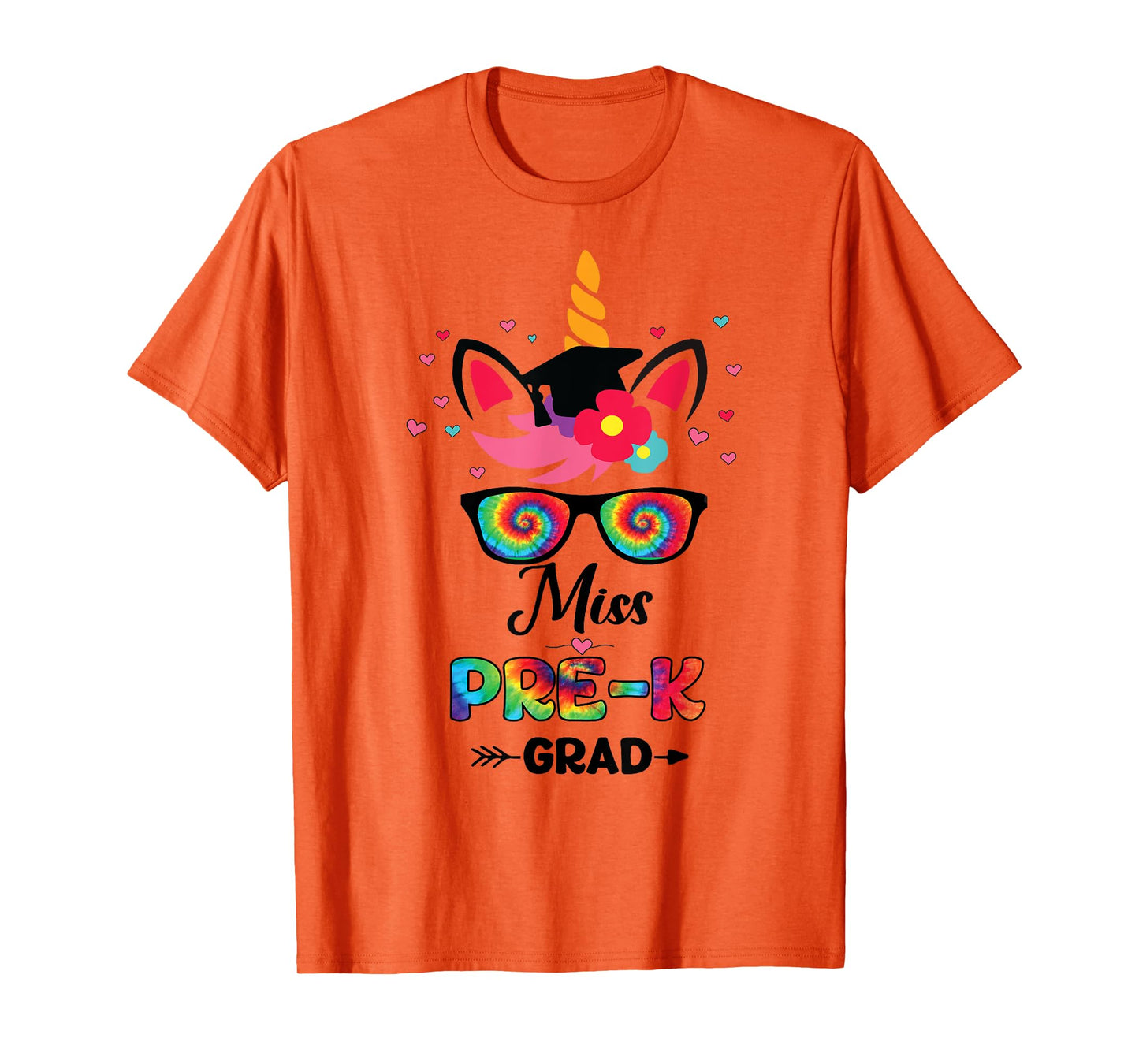 Unicorn Miss Pre-k Grad with Glasses Preschool Graduation T-Shirt