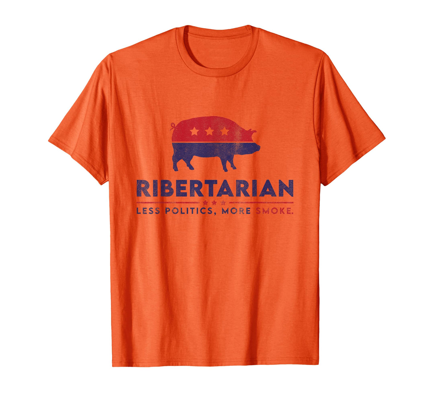 Ribertarian Funny Pitmaster BBQ Meat Smoker Less Politics T-Shirt