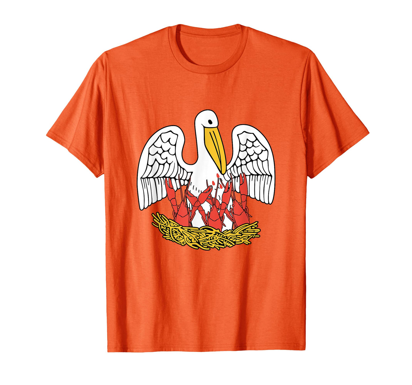 Louisiana Brown Pelican Feeding Crawfish T-Shirt - LA Flag T-Shirt
