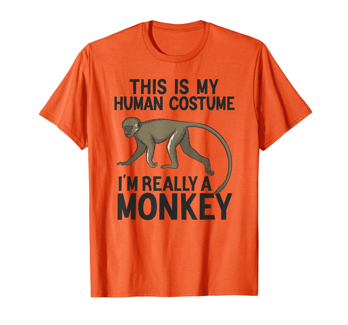Simple Halloween Costumes for Men Women Funny Monkey Costume T-Shirt