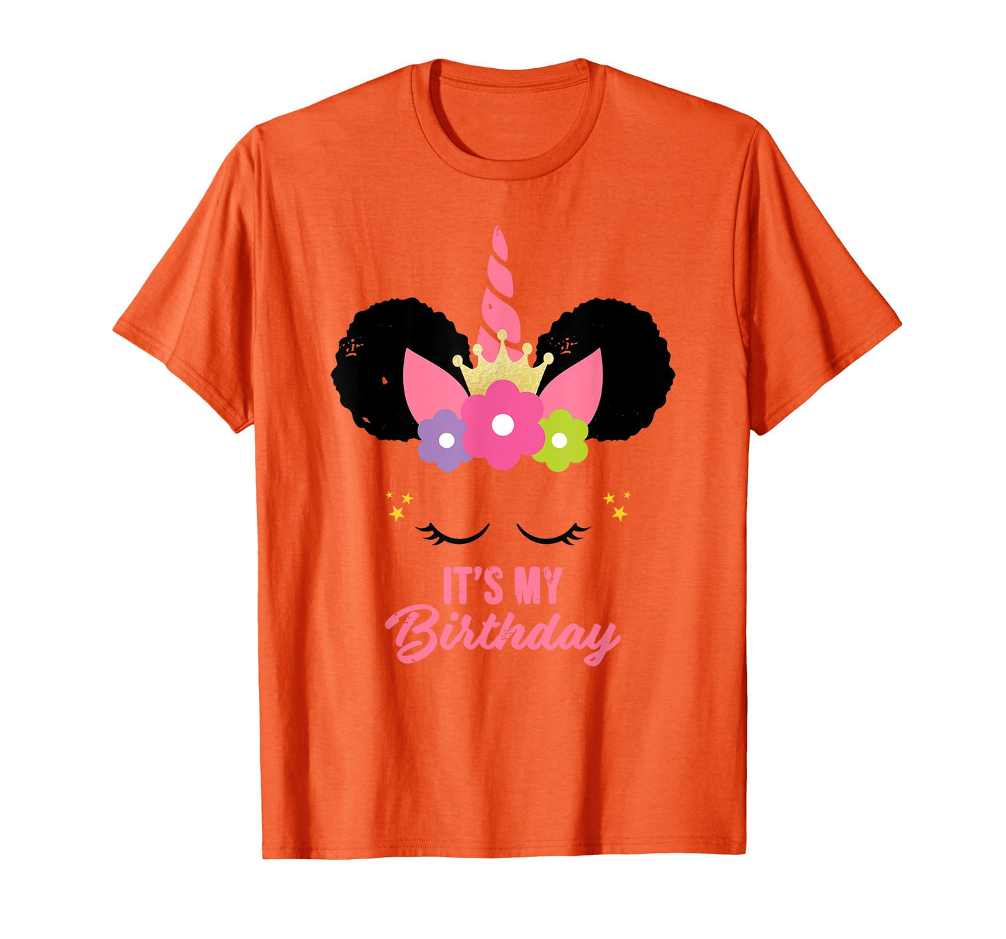 Unicorn Birthday Girl Afro Puff Birthday Present for Girl T-Shirt
