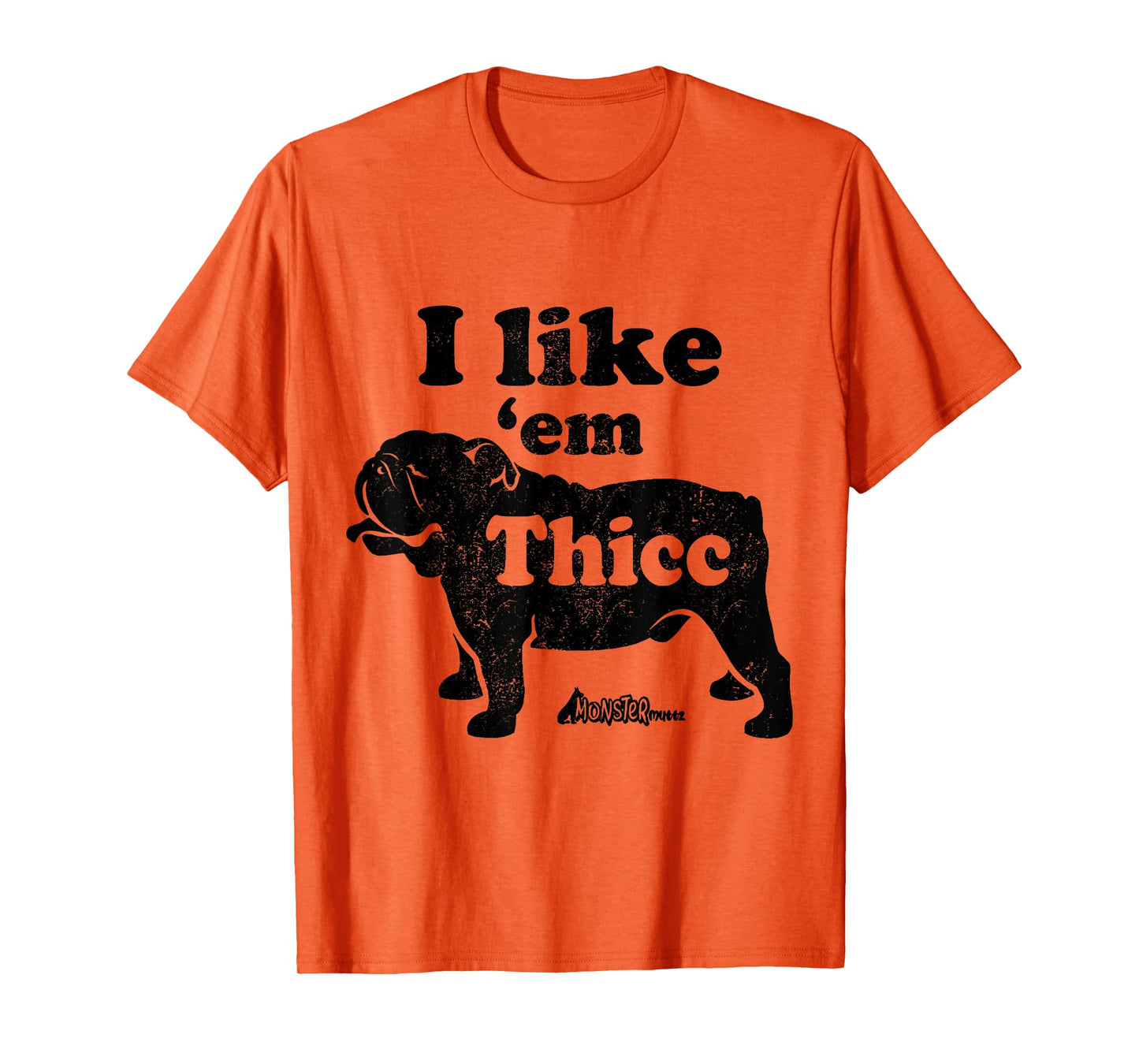 Funny English Bulldog I Like Em Thicc Dog Silhouette T-Shirt for Men Women Girls Kids