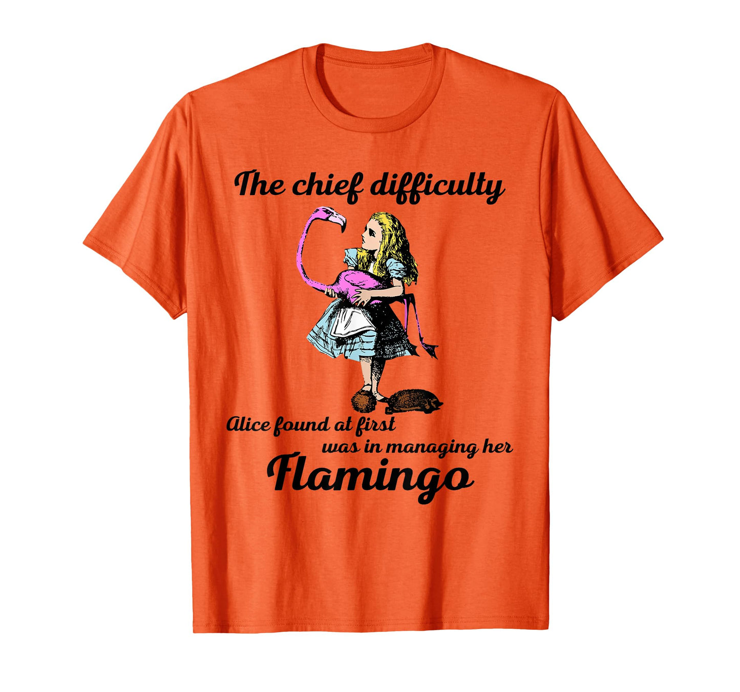 Alice Managing Flamingo Croquet Mallet And Hedgehog T Shirt T-Shirt