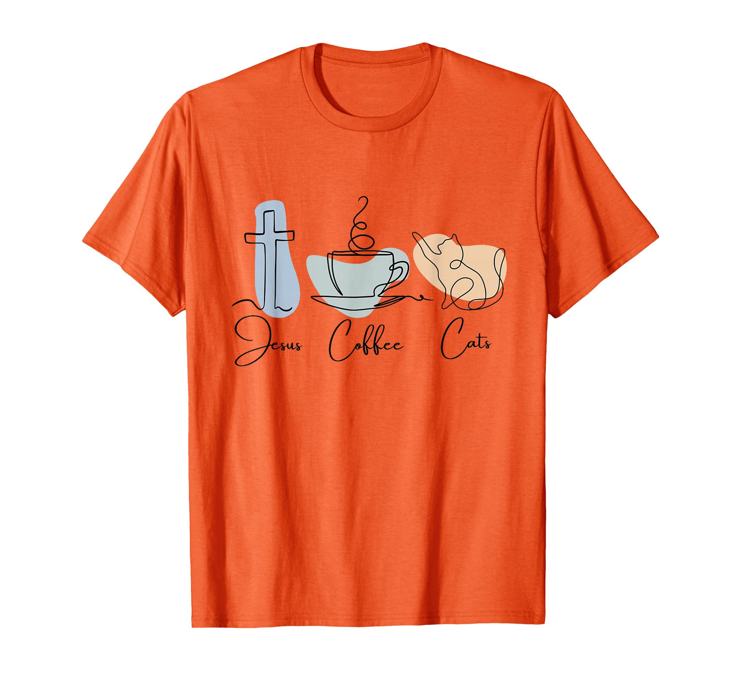 Jesus Coffee Cats Funny Cute Design Jesus Lovers Christian T-Shirt