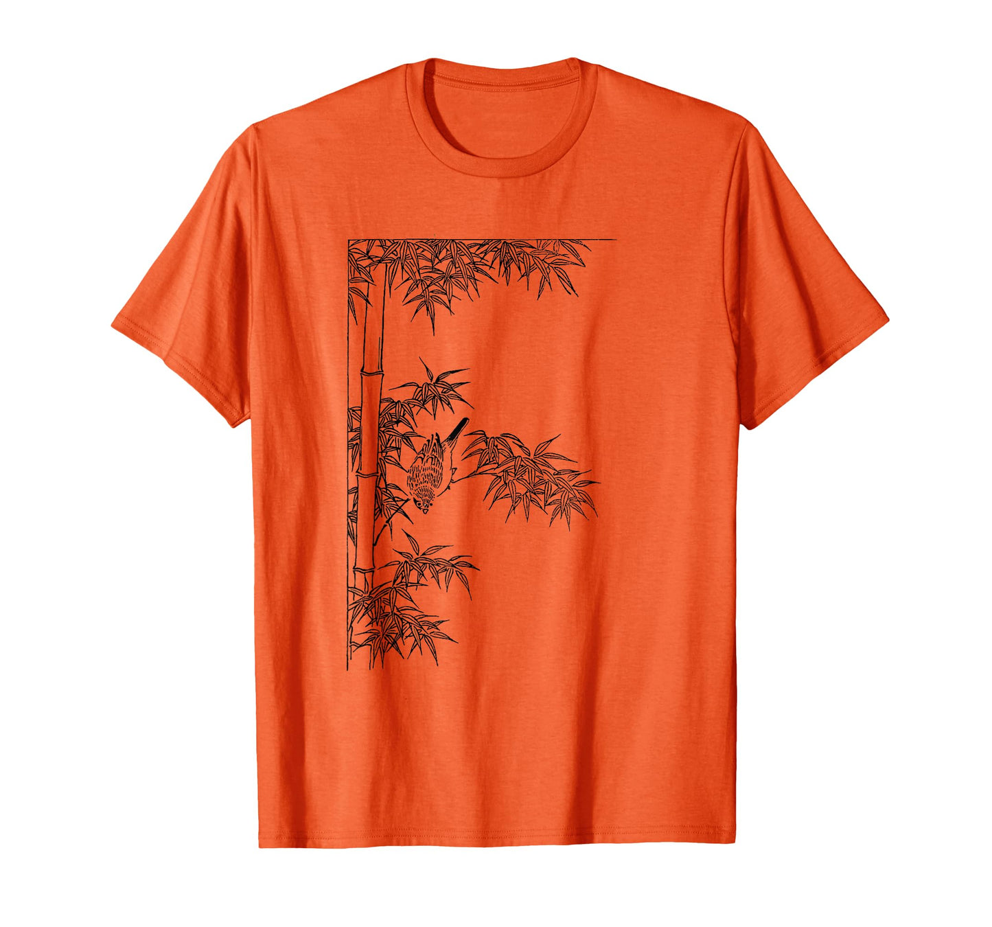 Picture of bamboo t-shirt - bamboo plant with a bird T-Shirt
