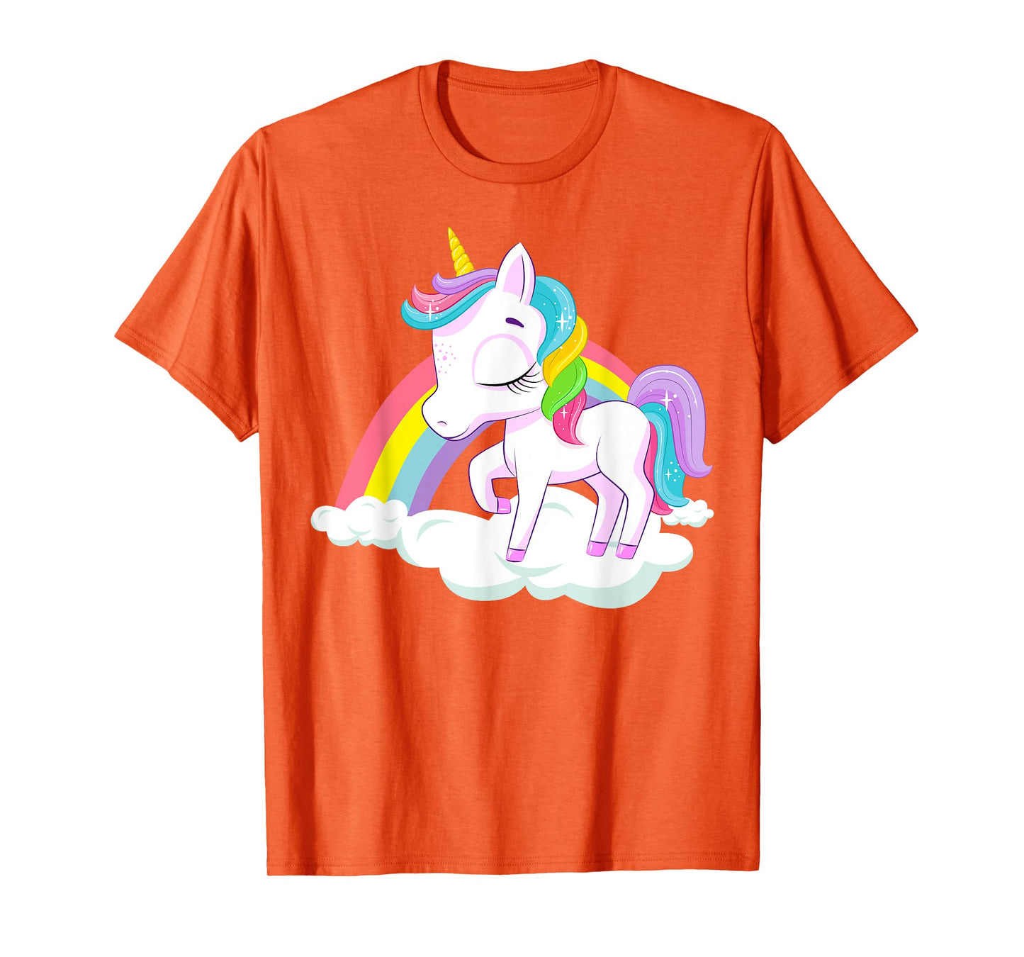 Pink Rainbow Unicorn Baby Dancing on Fluffy Clouds T-Shirt