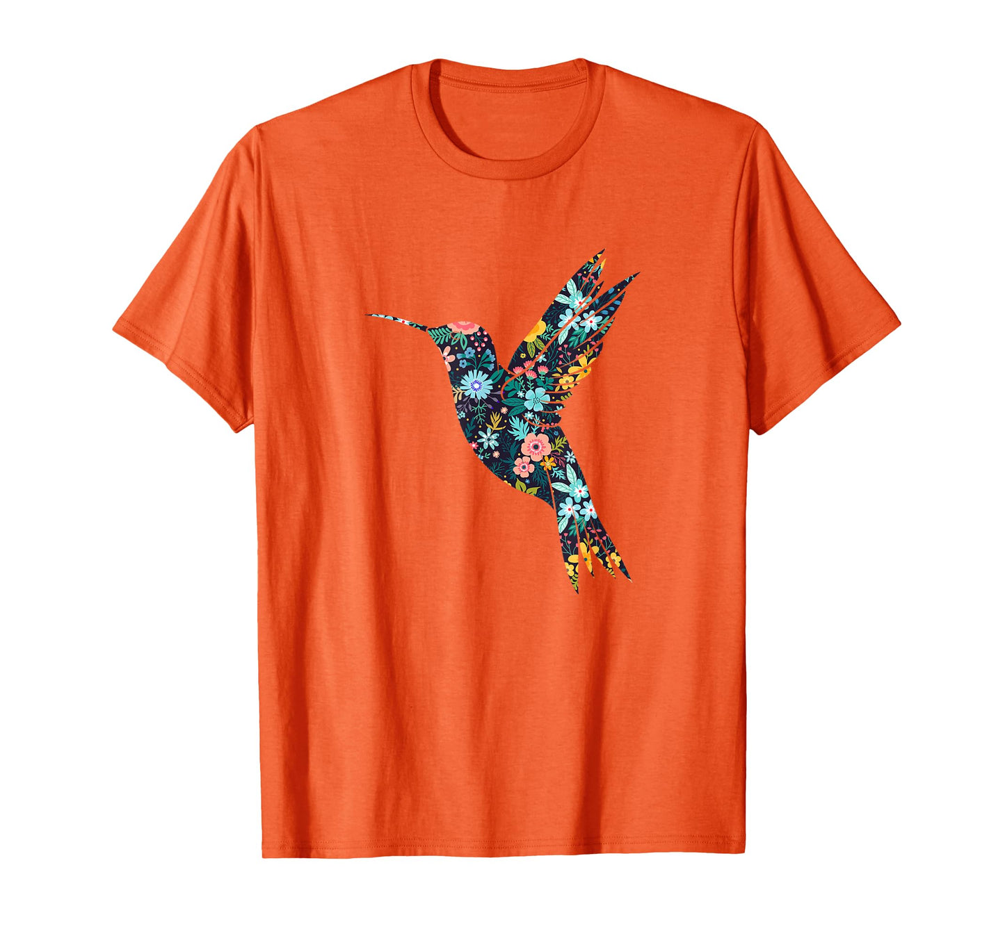 Floral Hummingbird Silhouette Womens Girls Graphic T-Shirt