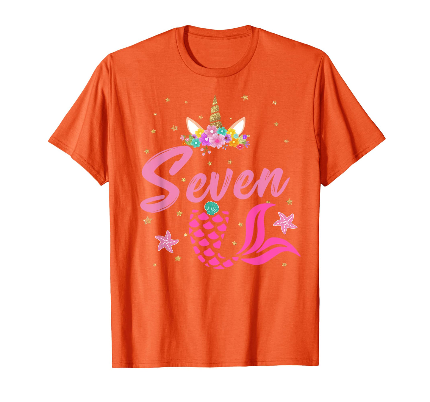 7th Birthday Girl Unicorn Shirt Mermaid Tail 7 Years Old T-Shirt