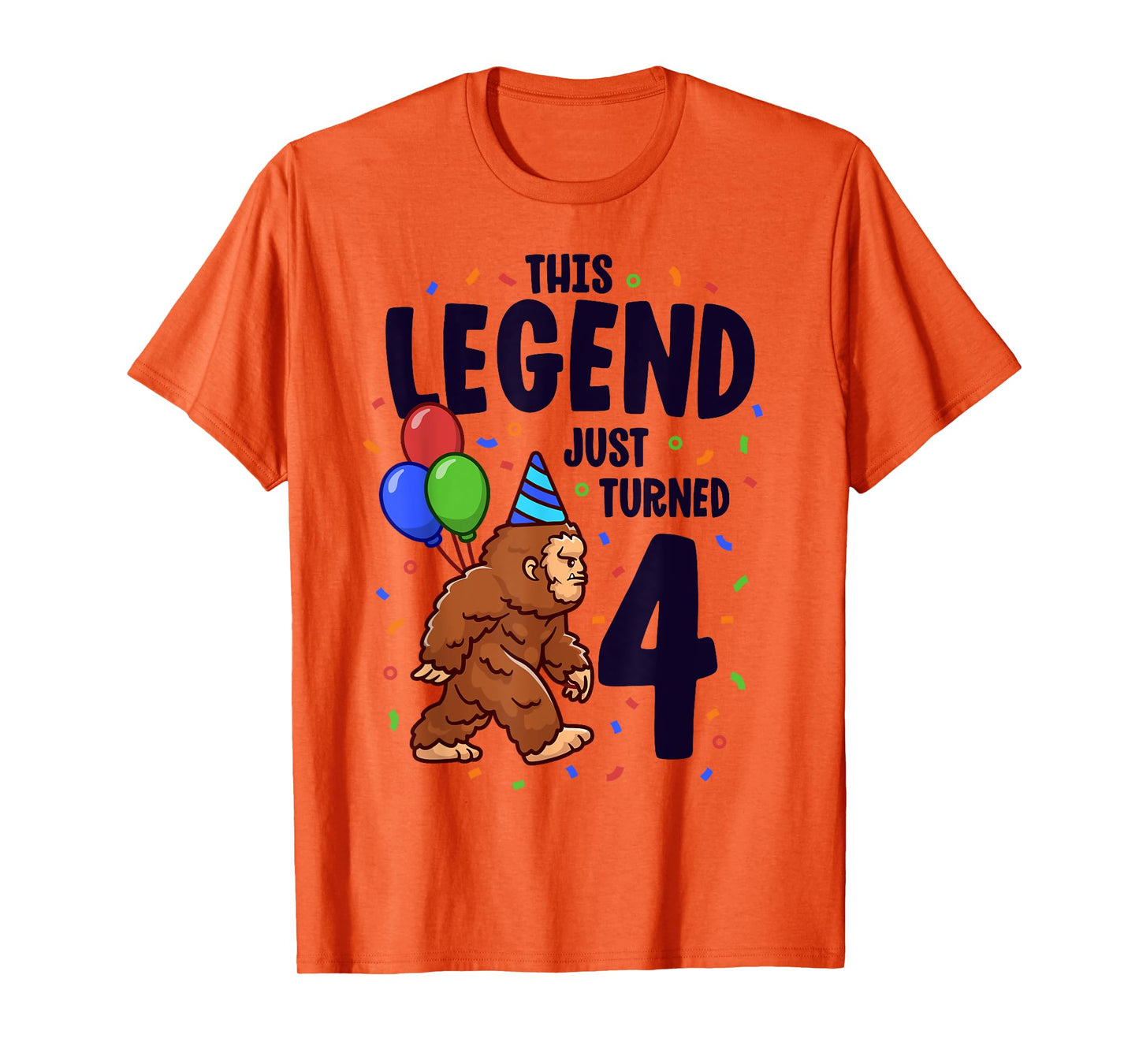 Bigfoot Birthday Party 4 Years Old Sasquatch Theme Boys T-Shirt
