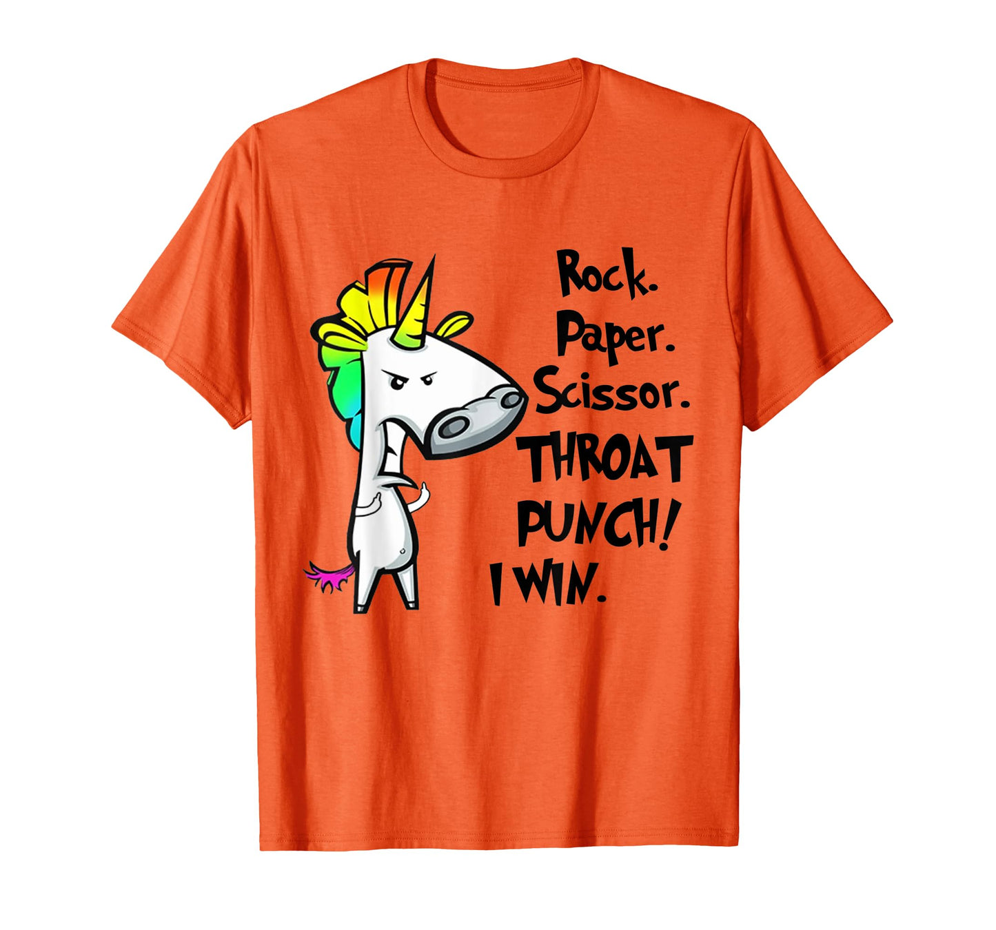 Unicorn Rock Paper Scissors Throat Punch I Win T-Shirt