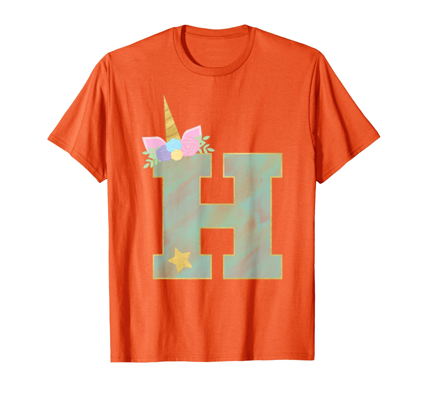Initial Letter H Unicorn Monogram for Girls Unicorn Birthday T-Shirt