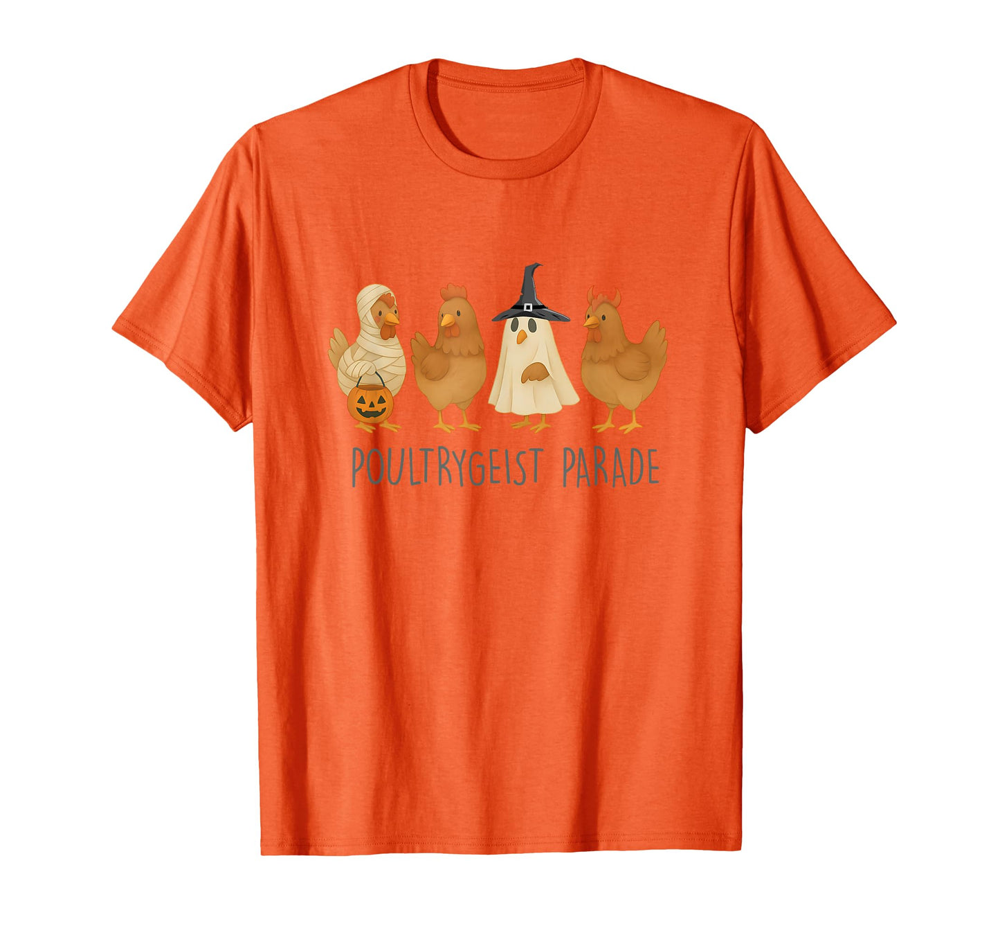 Funny Chicken Halloween, Spooky Chicken Poultrygeist Parade T-Shirt