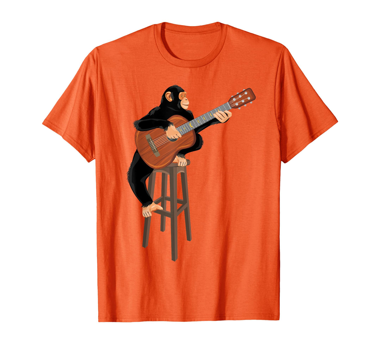 Chimpanzee playing acoustic guitar. Funny monkey T-Shirt