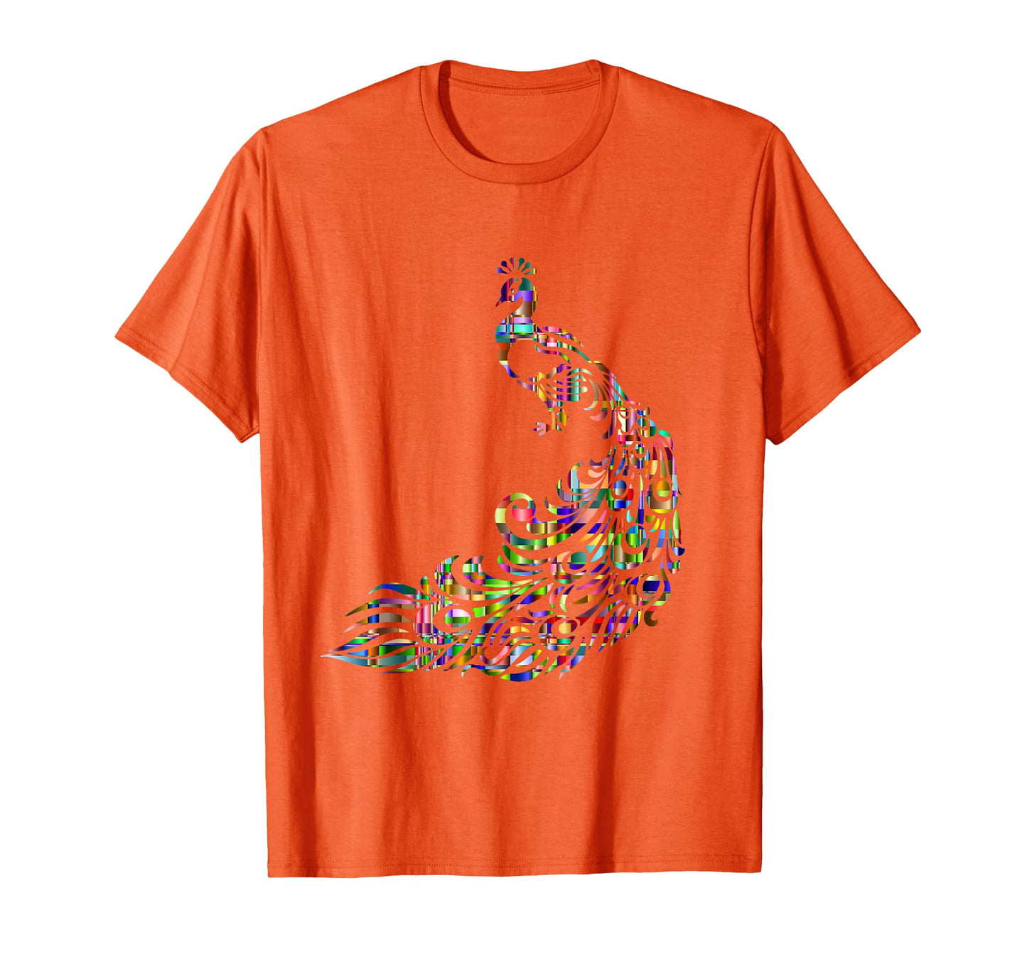 Colorful Peacock Bird T-Shirt, Cool Rainbow Art Tee T-Shirt