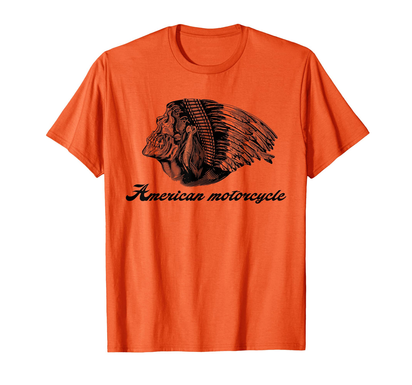 American Motorcycle Skull Native Indian Eagle Chief Vintage T-Shirt