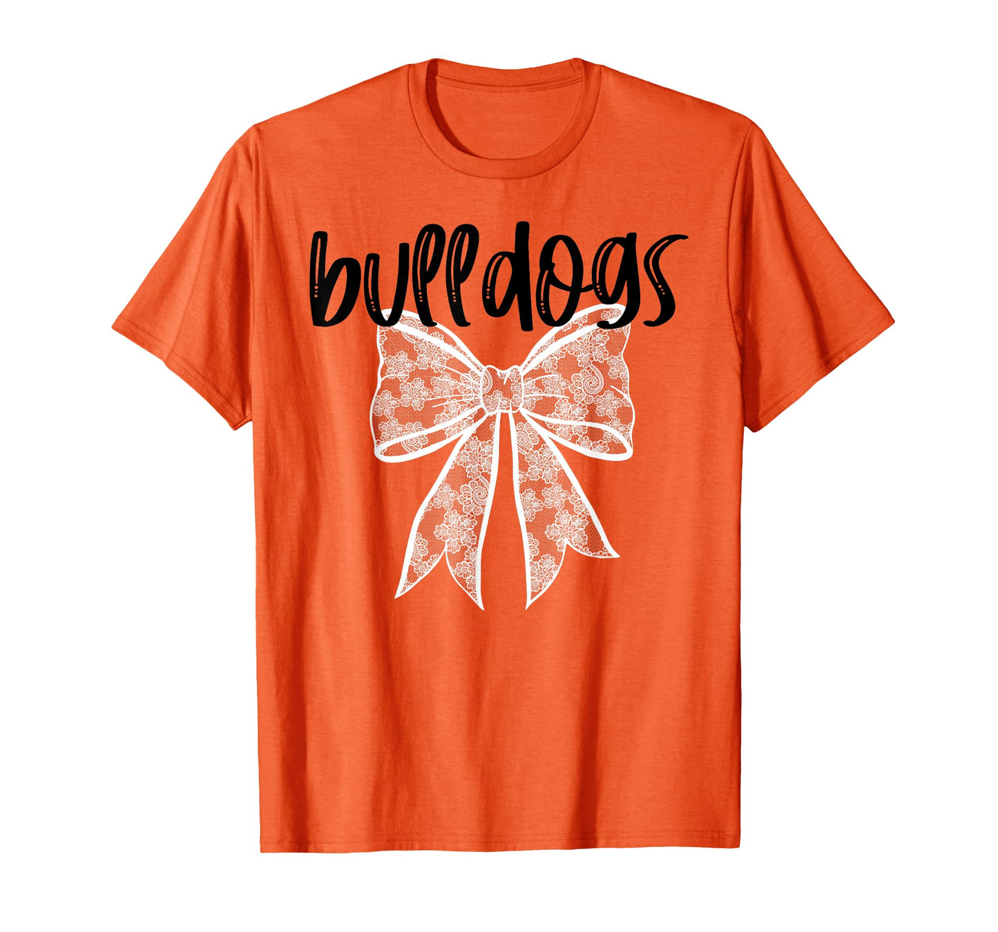 Bulldogs Coquette Aesthetic Girly Team Mascot Lace Bow T-Shirt