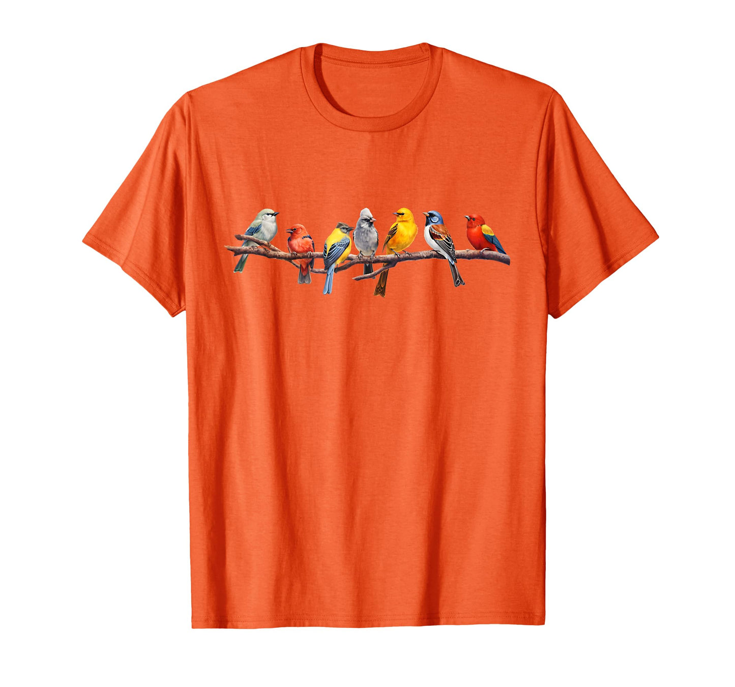 Birding and Bird Lovers Apparel Decor Accessories Unisex-Adults, Kids Grey Short Sleeve Classic Fit T-Shirt Backyard Bird Watching Watcher Birders Songbirds on Branch