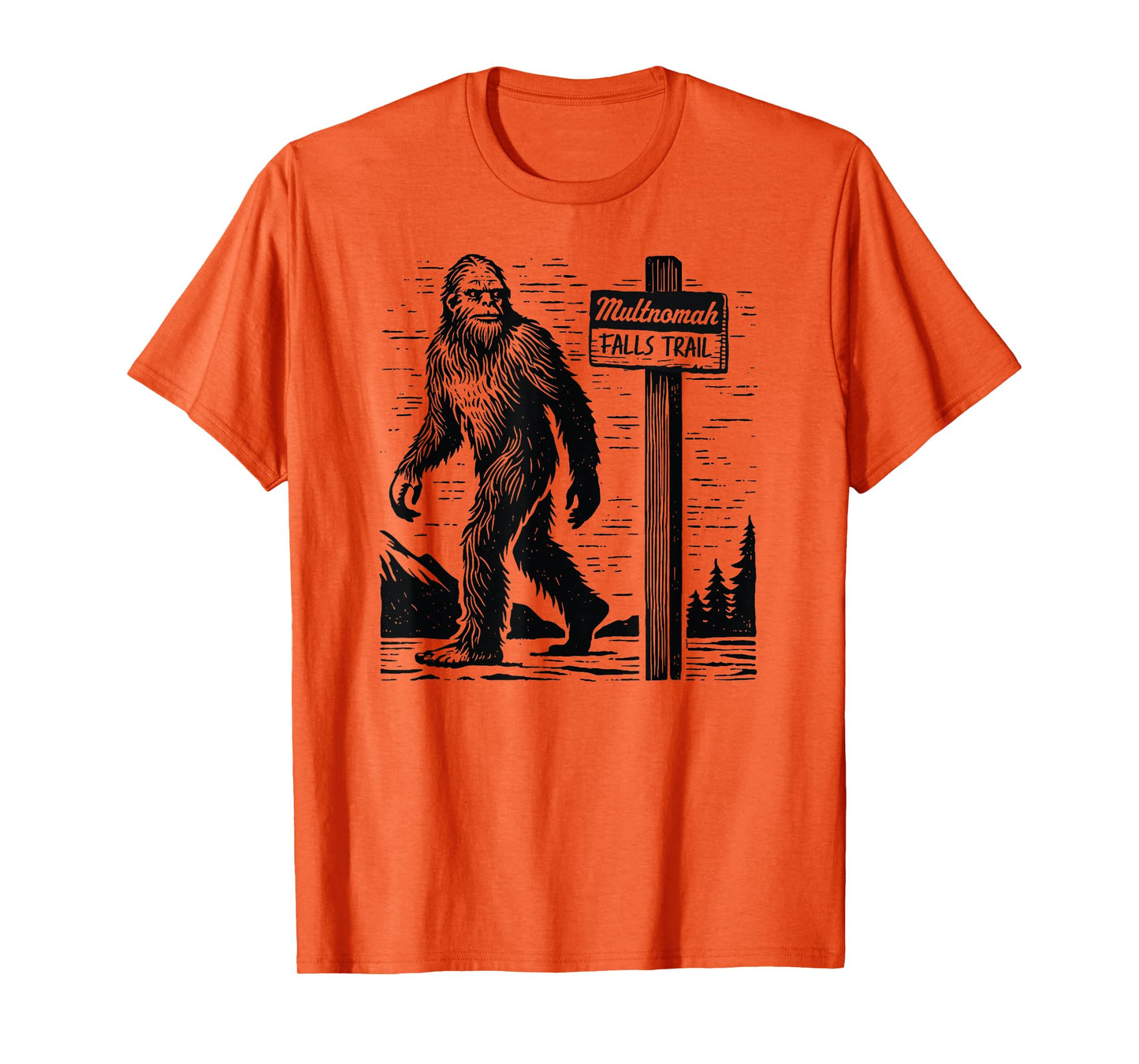 Multnomah Falls Trail Vintage Hiking & Road Trip Bigfoot T-Shirt
