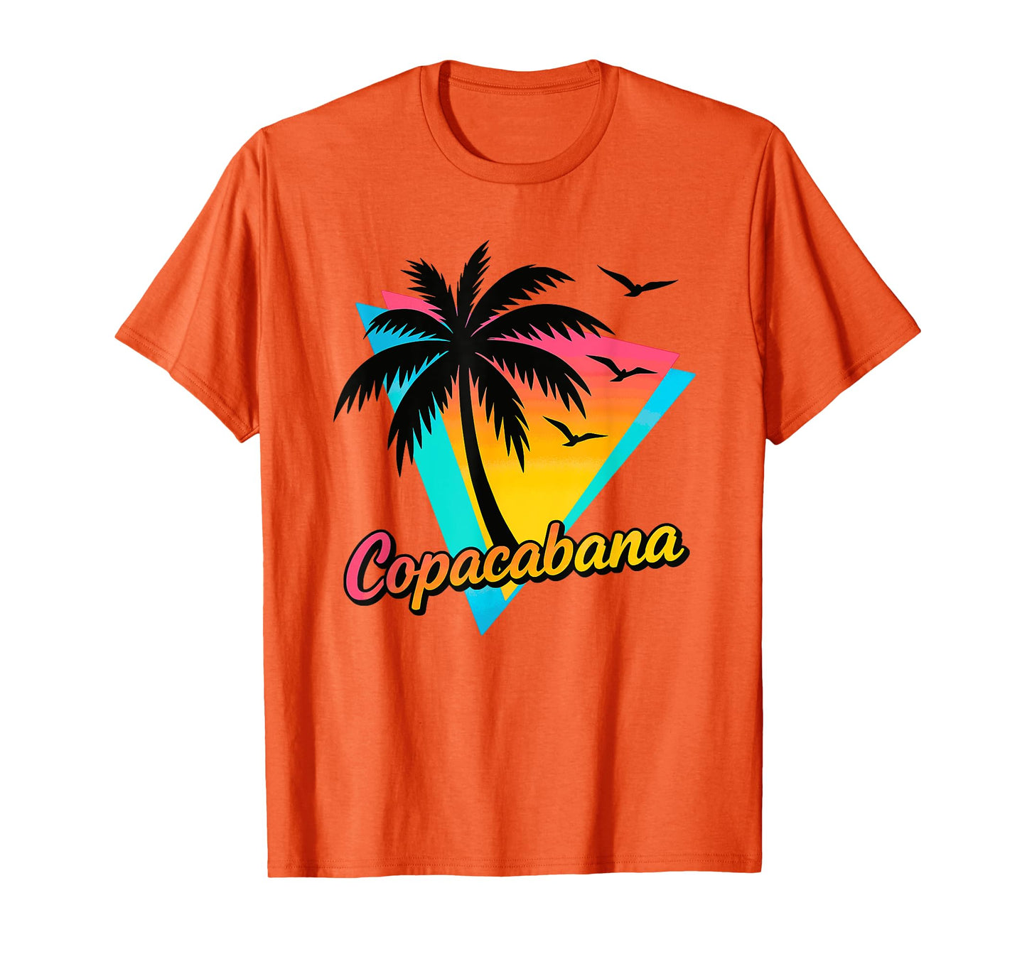 Copacabana Tropical Summer Retro Beach Palm Tree Sunset T-Shirt