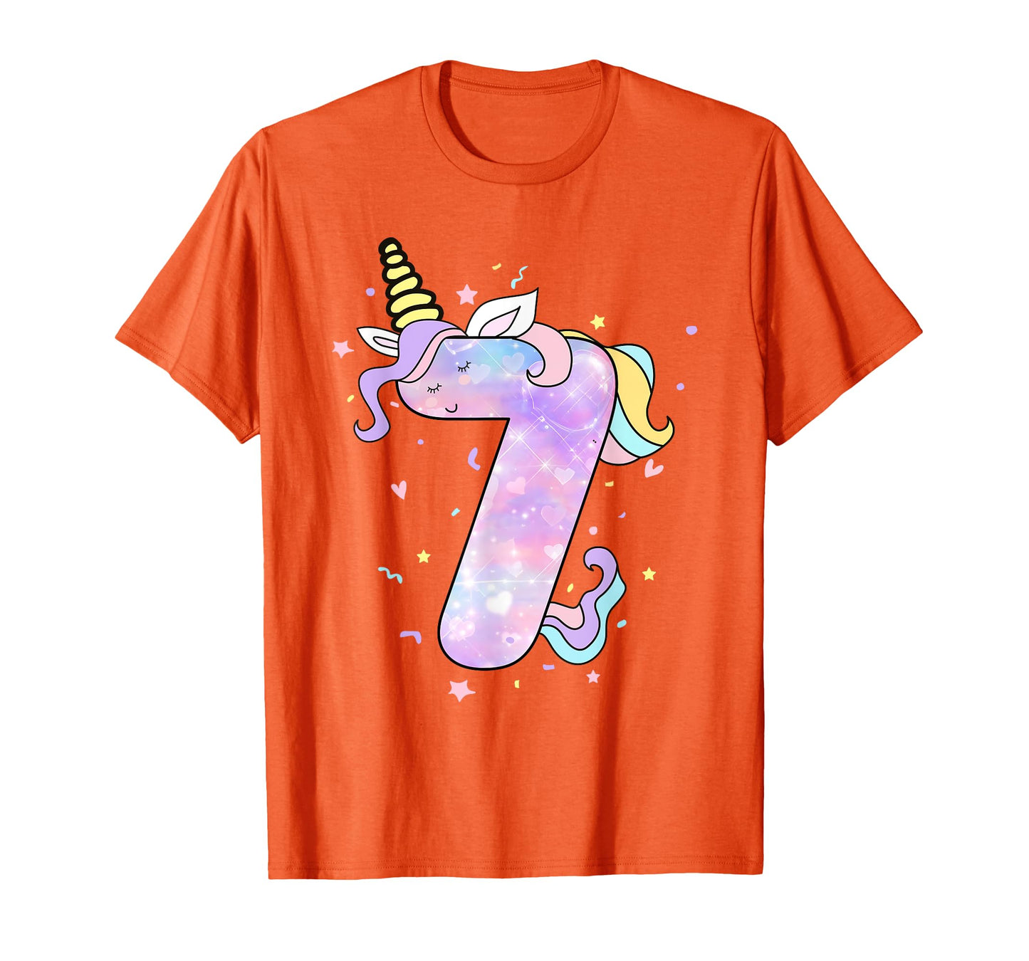 Unicorn Birthday Shirts for Girls Outfit 7th Seven Year Old T-Shirt