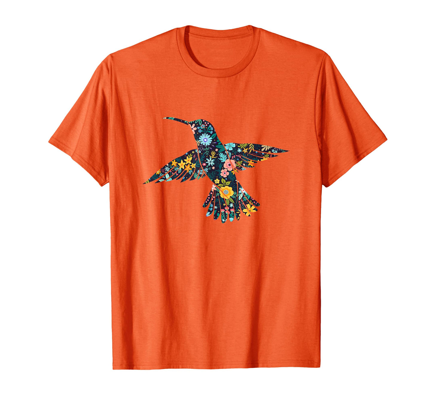 Floral Hummingbird Birds Silhouette Womens Girls Graphic T-Shirt