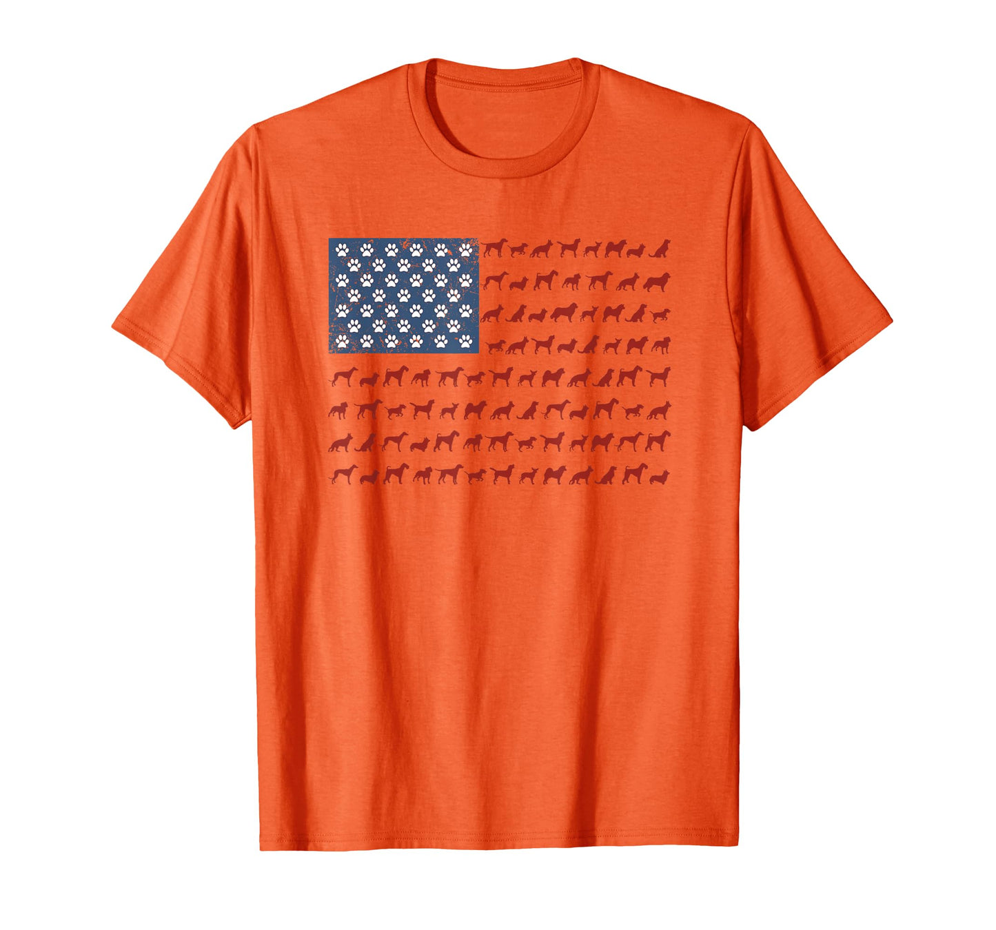 American Flag Dogs and Paws 4th of July Shirt T-Shirt for Women Kids Men