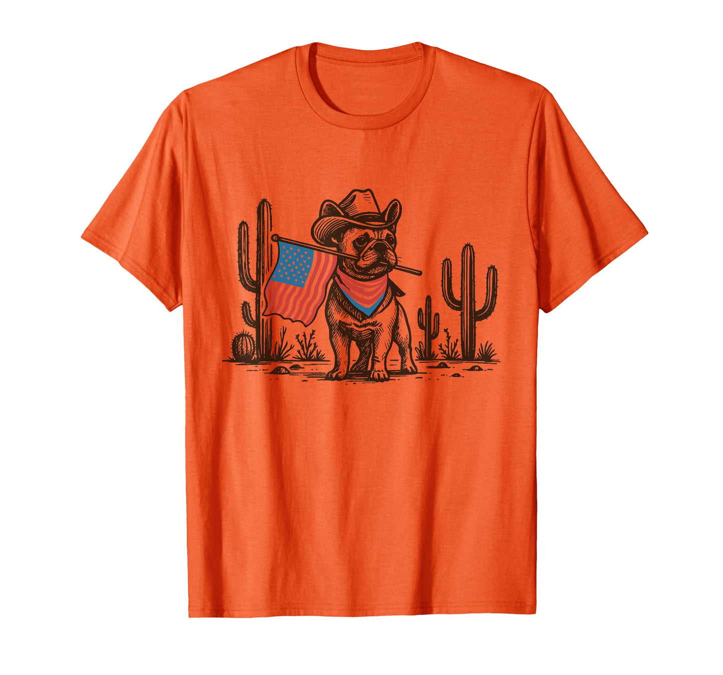 Funny Western French Bulldog 4th Of July Cute Cowboy Dog T-Shirt