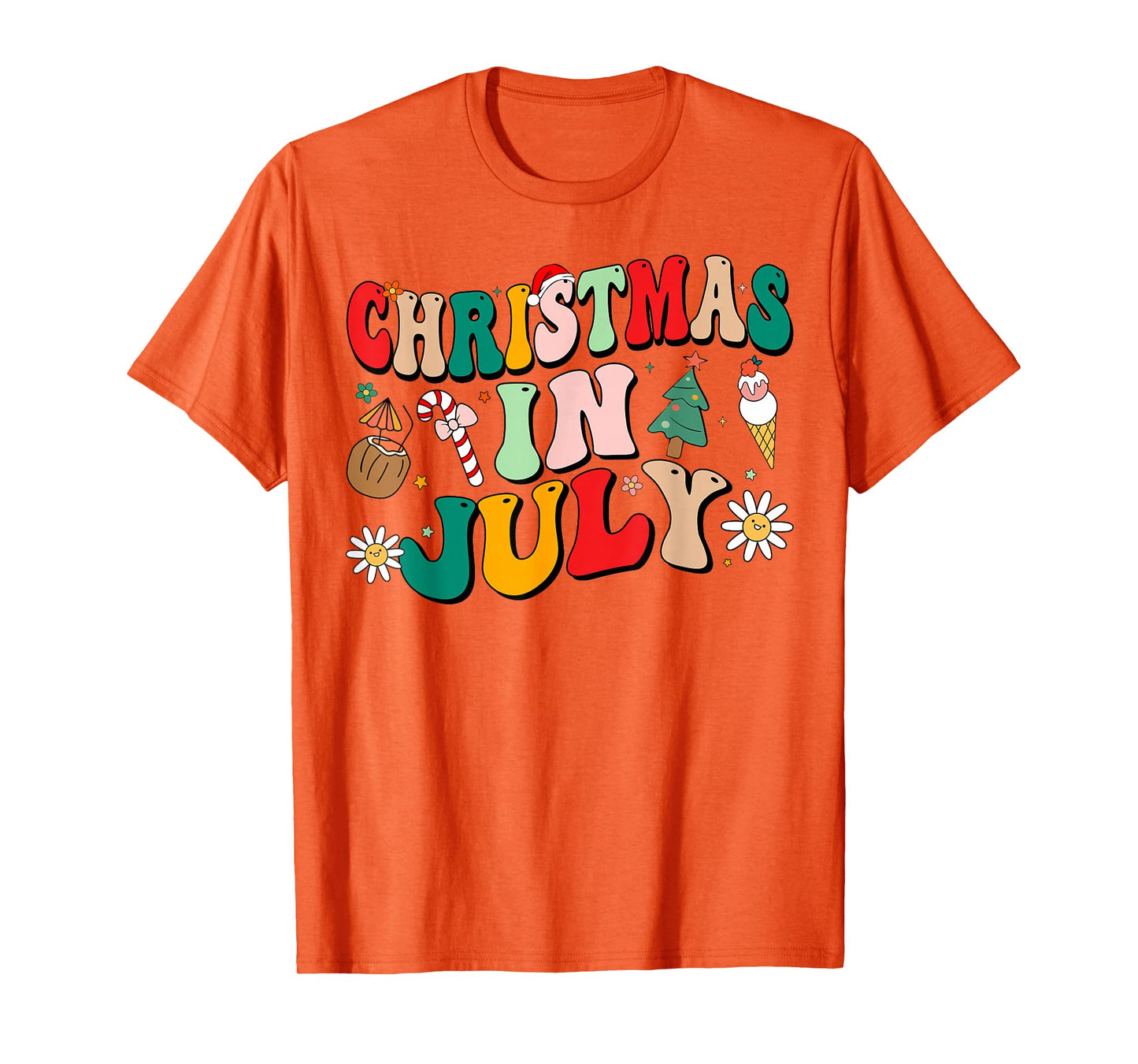 Christmas In July Shirts Groovy Xmas Summer Men Women Kids T-Shirt