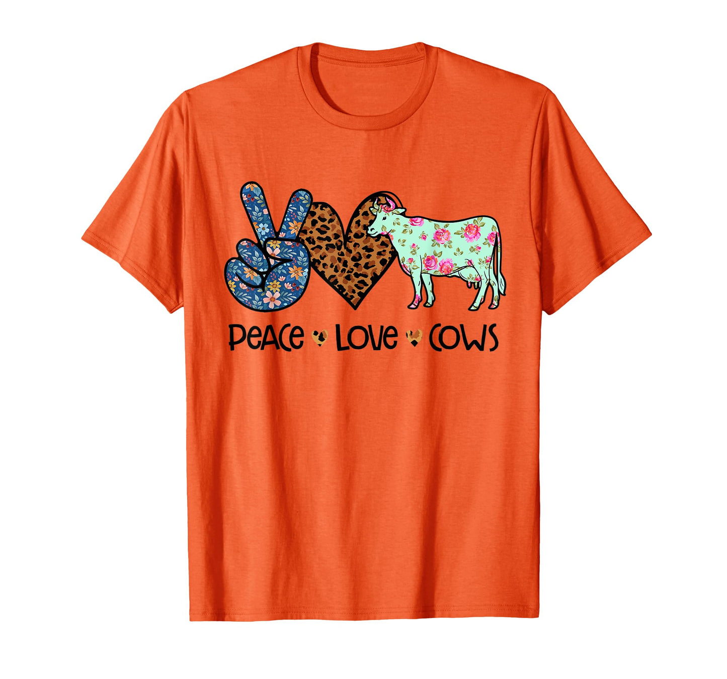Peace Love Cows Chicken Lover Leopard T-Shirt