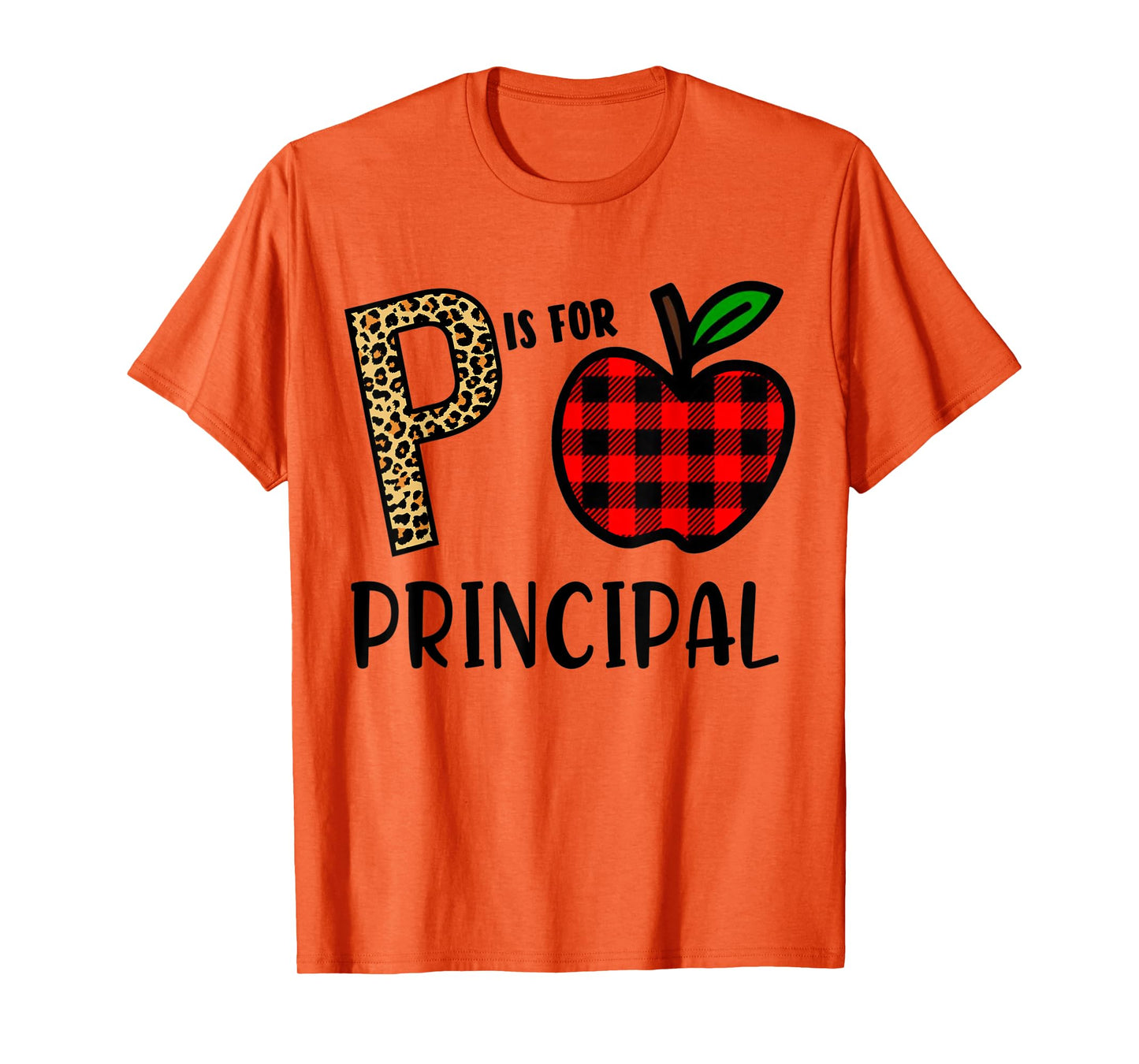 P is for Principal Leopard Buffalo Plaid T-Shirt