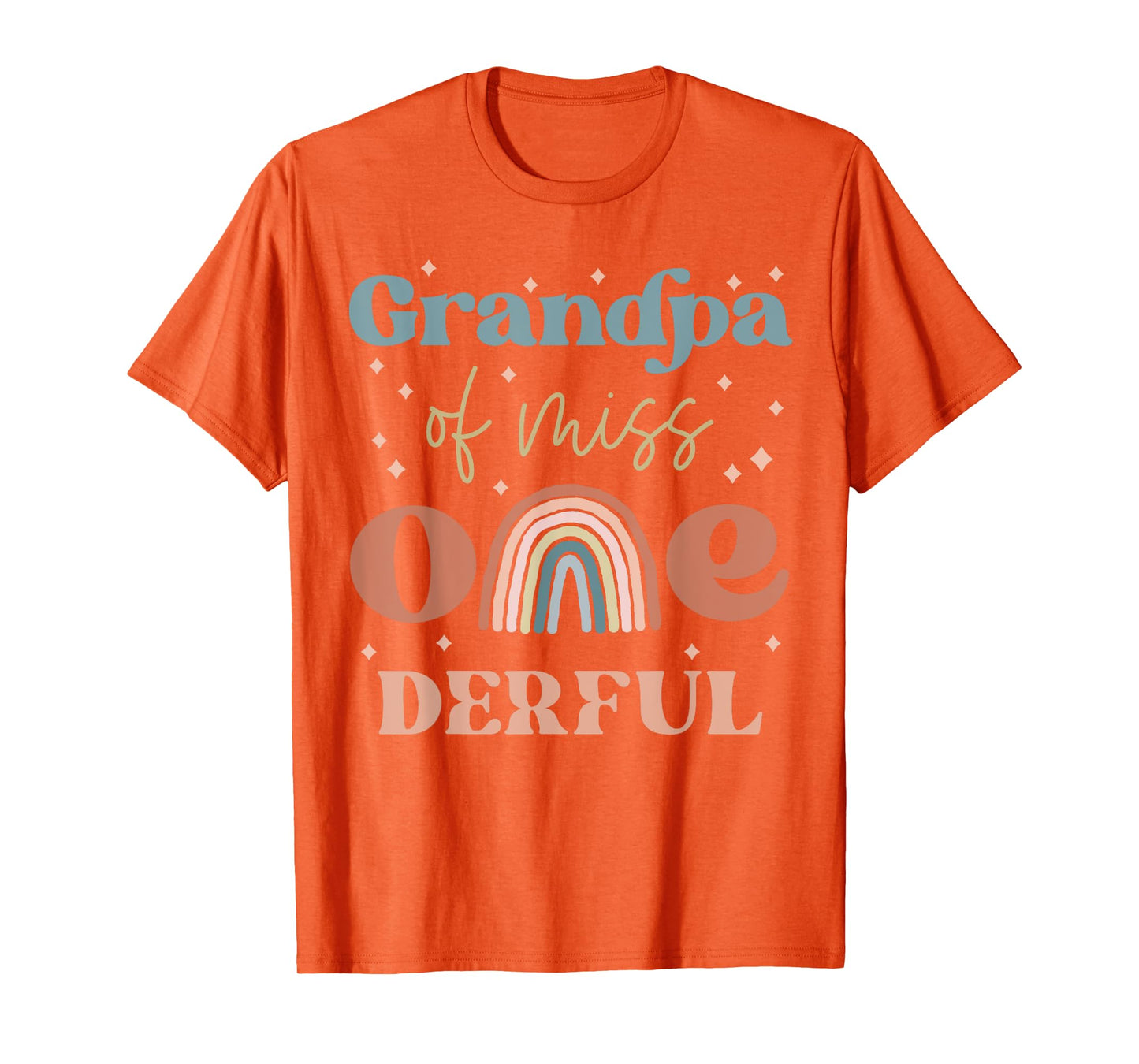 Grandpa of Miss Onederful Boho Rainbow First Birthday T-Shirt