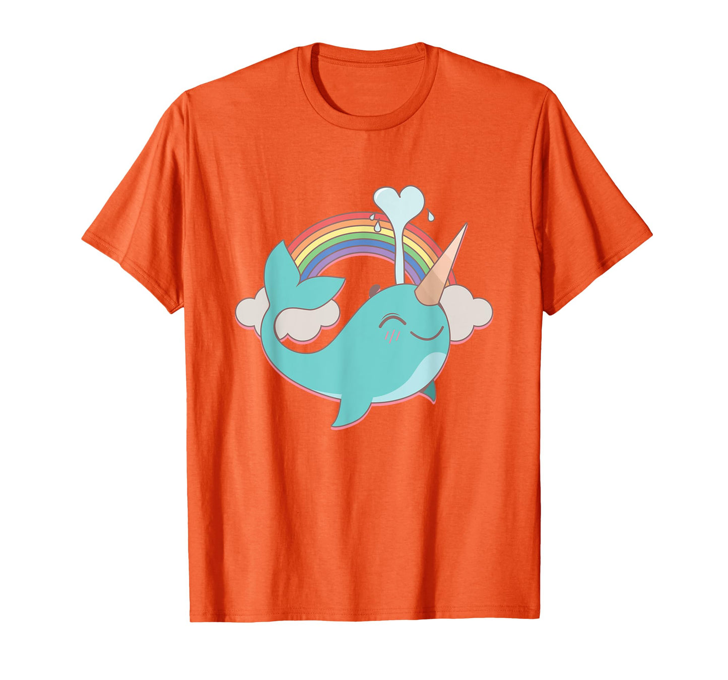 Narwhal Unicorn and Rainbow Blowing Water Girl's Cute T-Shirt