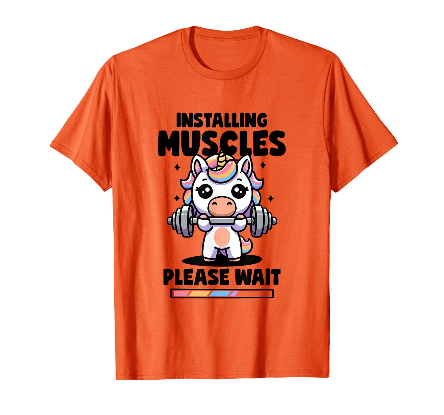 Installing Muscles Please Wait Unicorn Gym Quote Unicorn T-Shirt