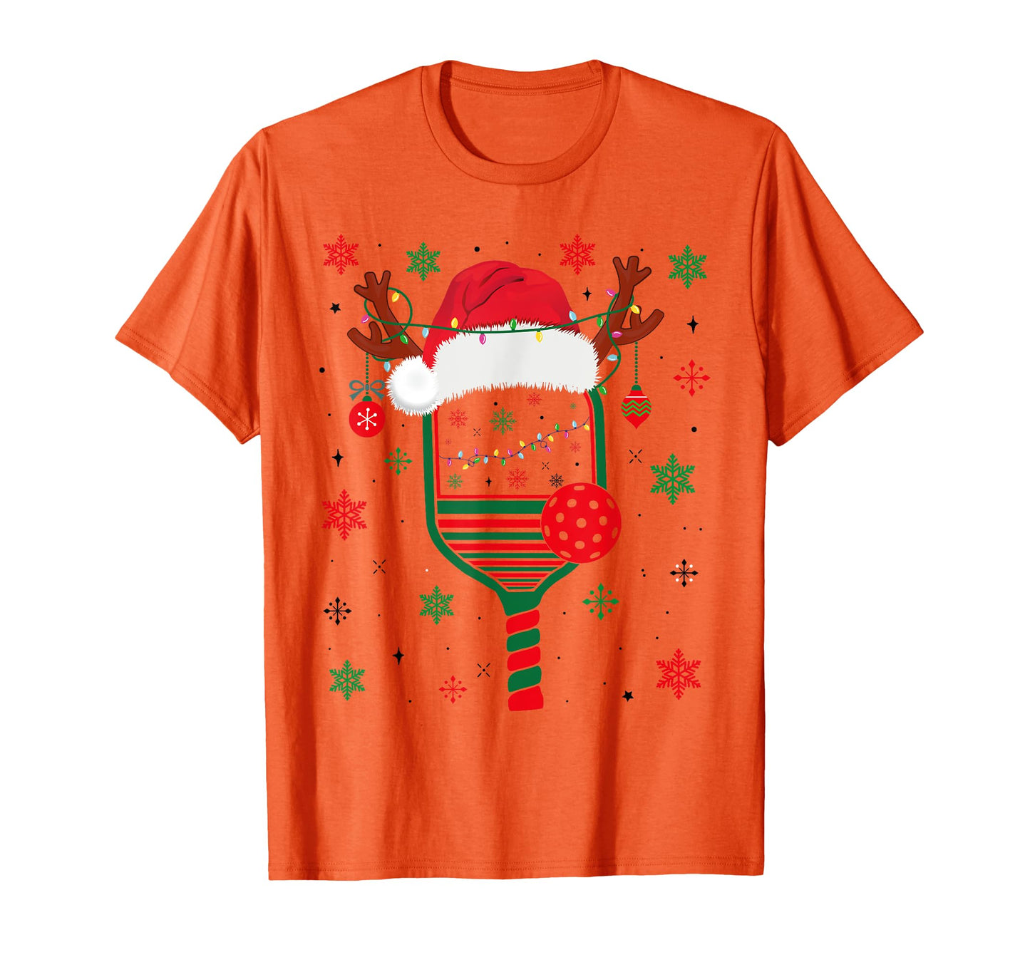 Pickleball Player Christmas Holiday Reindeer Xmas Women Men T-Shirt