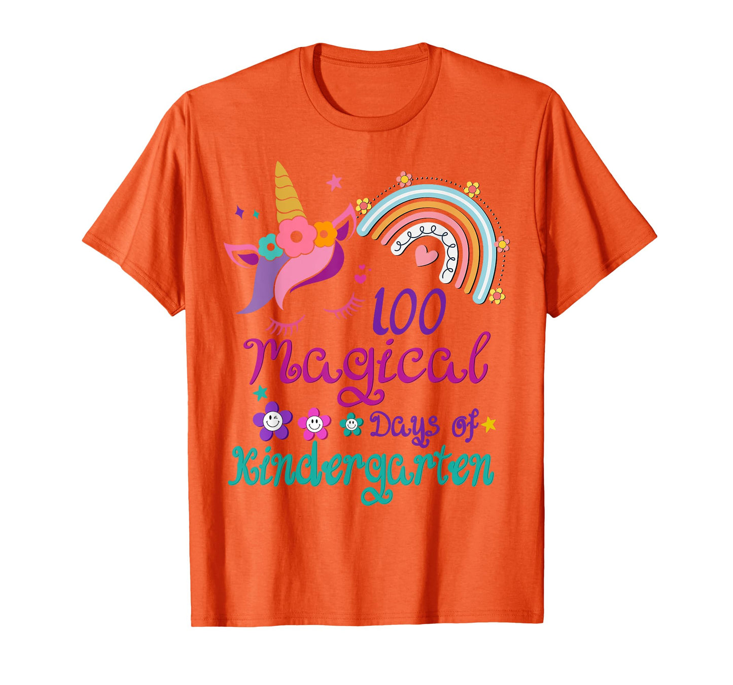100 Days Of Kindergarten 100th Day School unicorn girls T-Shirt