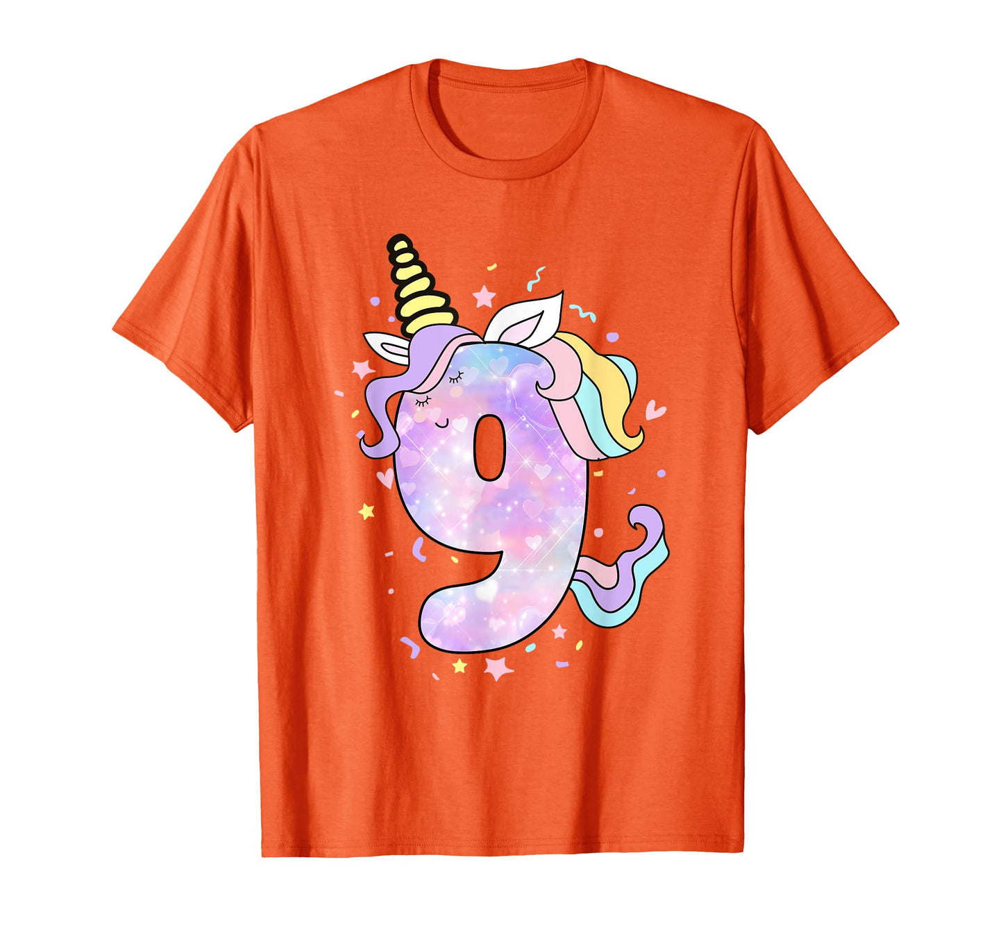 Unicorn Birthday Shirts for Girls Outfit 9th Nine Year Old T-Shirt