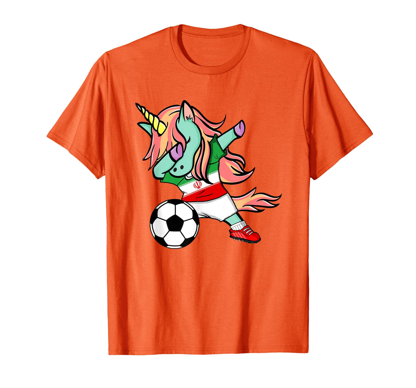 Funny Dabbing Unicorn Iran Football Team Iranian Flag Pride T-Shirt