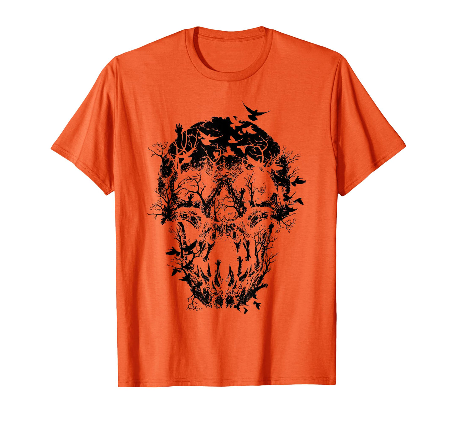 Gothic Birds Skull Skeleton Spooky Halloween Costume T-Shirt