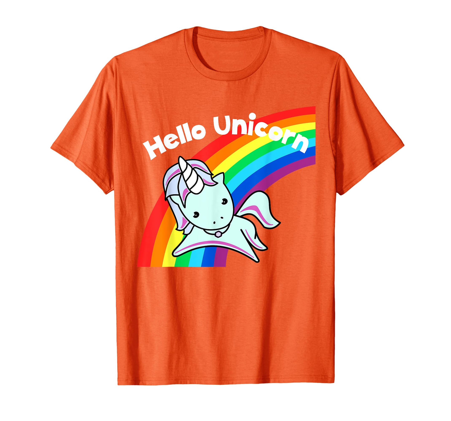 Pink Hello Unicorn Rainbow T-Shirt