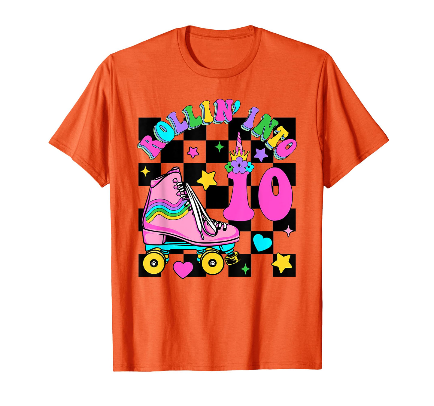 Rolling Into 10 Years Old Skater 10th Birthday Kids Girls T-Shirt