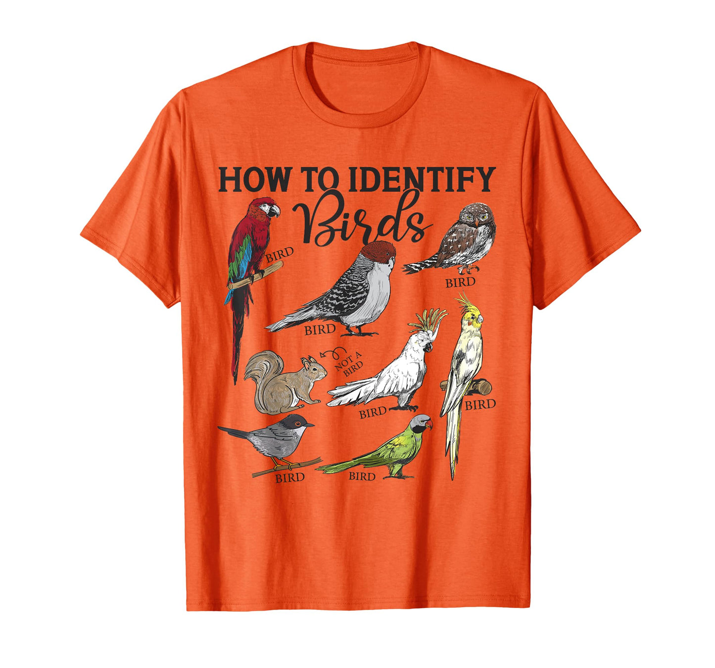 How To Identify Birds Squirrel Funny Bird Watching Birding T-Shirt