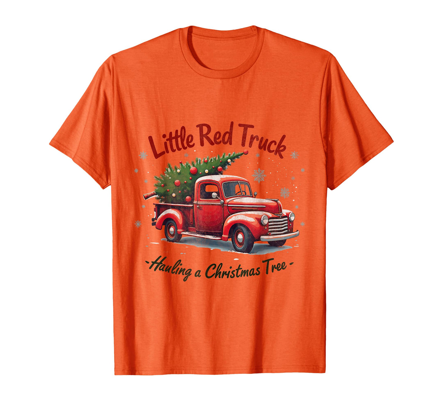 Little Red Truck Hauling a Christmas Tree Family Matching T-Shirt
