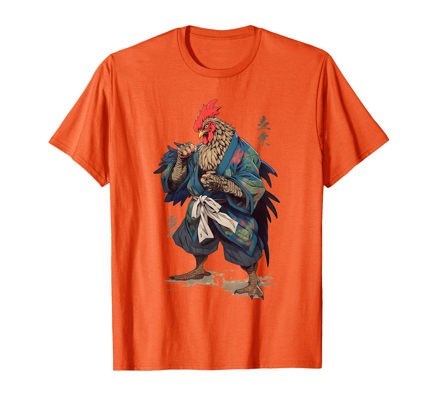 Japanese Traditional Ink Rooster Samurai Art Chicken Warrior T-Shirt