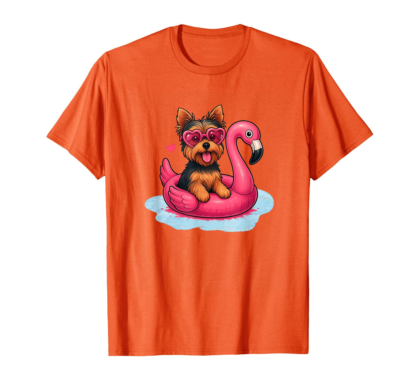 Yorkshire Terrier Flamingo Pool Float Cute Summer Pup T-Shirt