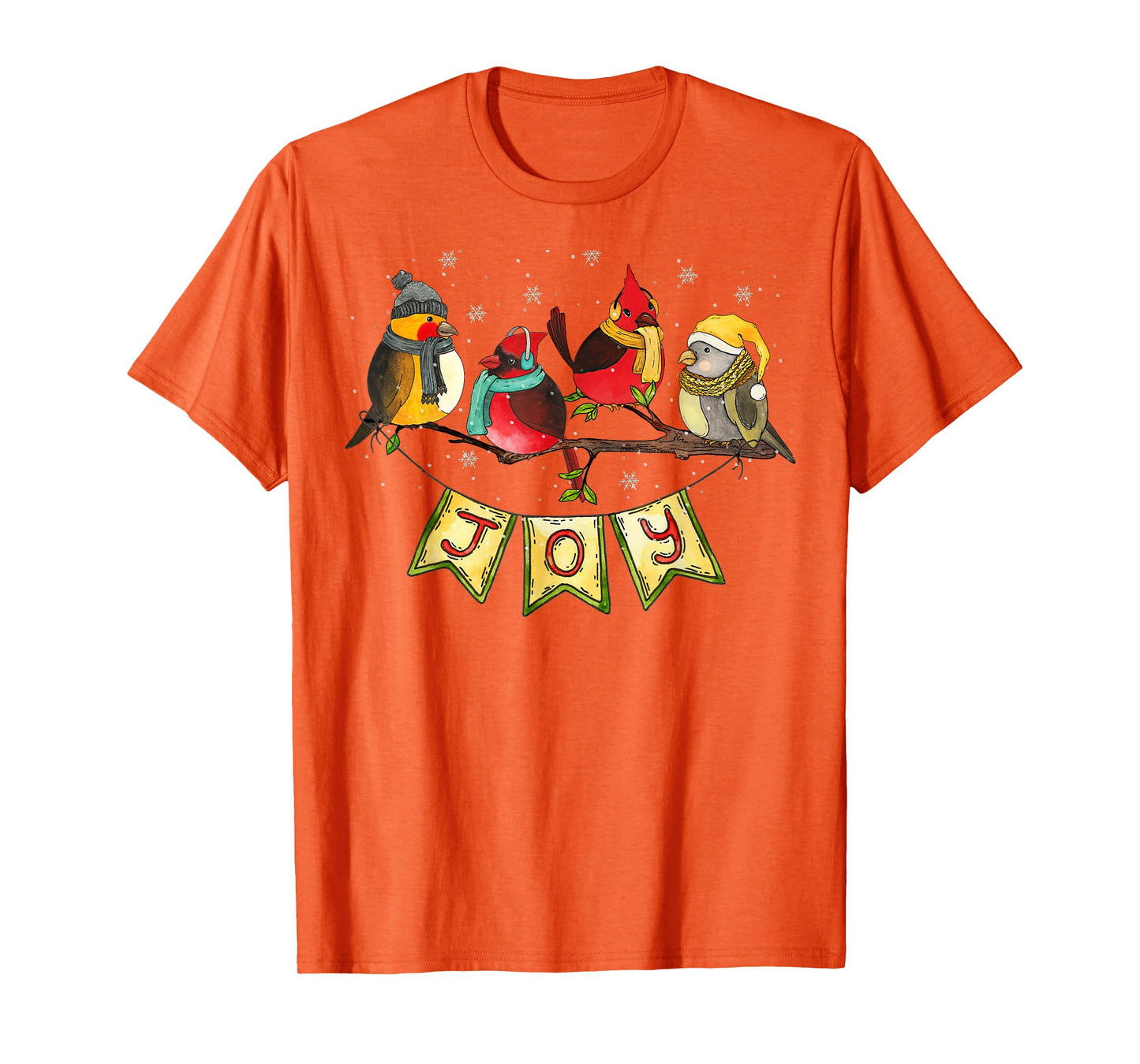 Pretty Winter Birds with Snow and JOY Birdwatchers Christmas T-Shirt