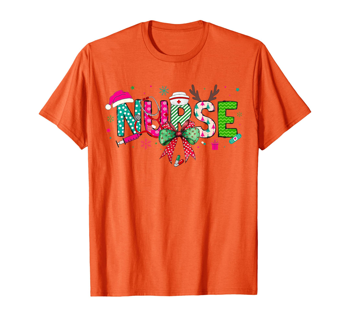 Christmas Nurse Stethoscope Xmas Coquette Bow Nursing School T-Shirt