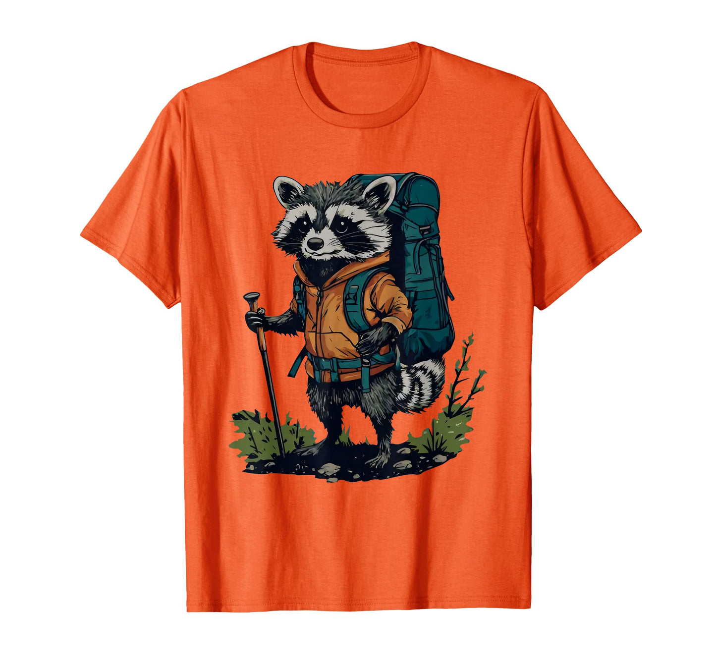 Racoon Backpacker Mountain Hiking Camping Funny T-Shirt