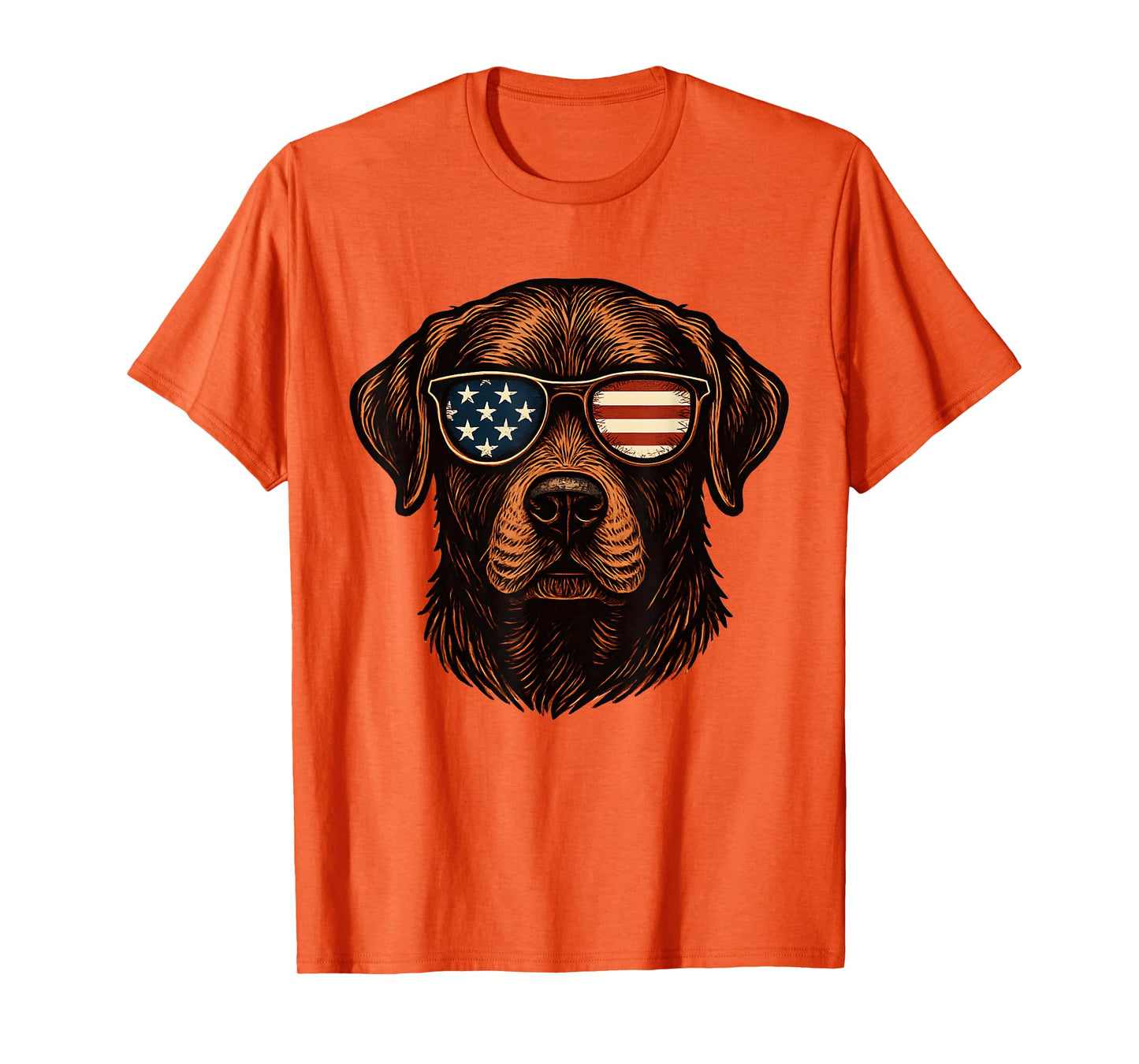 Chocolate Labrador Patriotic American Flag Sunglasses T-Shirt